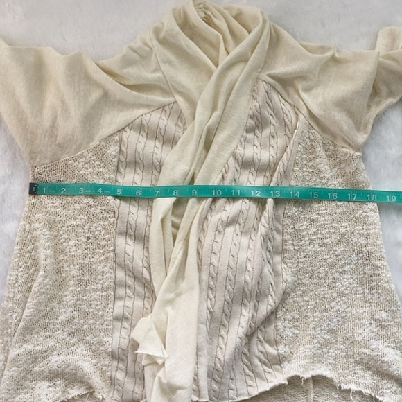 Anthropologie Cream Tiny Open Front Drape Cardigan Sweater - Picture 2 of 7